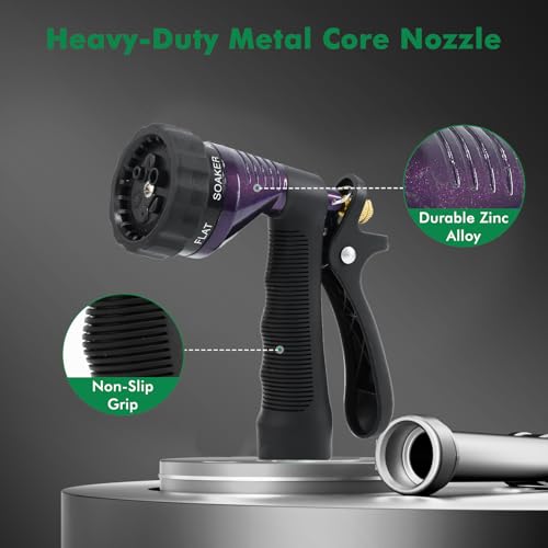 RESTMO Garden Hose Nozzle Heavy Duty, Hose Spray Nozzle for Garden Hose - color: Purple