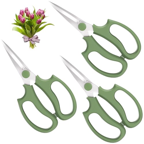 Housolution Flower Scissors, 3PCS Pointed Pruning Shears, Avocado Green - color: Pointed-avocado Green, size: 3 Pack