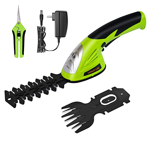 Leisch Life Cordless Grass Shear & Shrubbery Trimmer - 7.2V 2 in 1 Handheld Hedge Trimmer Electric Grass Trimmer Hedge Shears w/Pruning Scissor Rechargeable Lithium-Ion Battery and Charger Included
