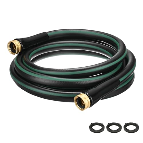 M METERXITY Garden Hose 5/8 Inch x 10 FT, Flexible PVC Leader Hose, Leakproof Water Hose with Swivel Handle, Double Female Fittings, Burst 600 PSI [Black Green] - size: 10 FT, style: Double Female