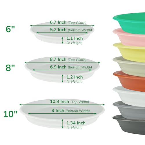 12Pcs Colourful Plant Saucer, 6 8 10 Inch Durable Plastic Plant Tray, Round Plant Pot Saucers, Drip Tray for Indoor and Outdoor Garden, Pink - color: Pink, size: 6"+8"+10"