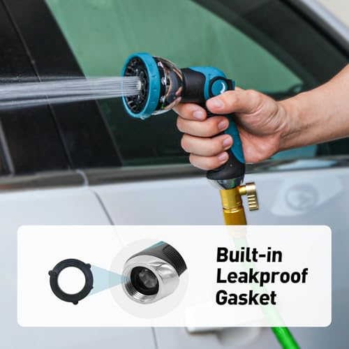 Besiter Garden Hose Nozzle, Hose Sprayer Nozzle with 10 Spray Patterns, Thumb Control On Off Valve, High Pressure Metal Water Hose Nozzle for Car Wash, Plants, Pets & Outdoor Cleaning, Blue - color: Blue