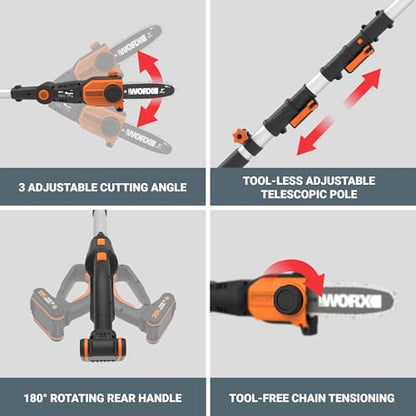 WORX Cordless Pole Saw, 20V 8" Chainsaw, WG349.9 - style: Battery + Charger Not Included