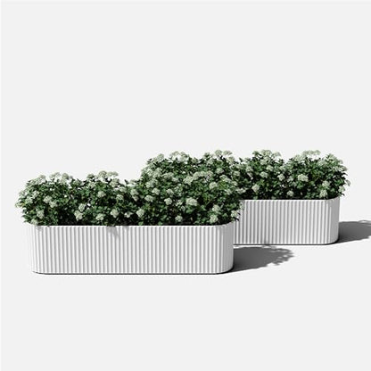 Veradek Demi Series Window Box Planter - Round Outdoor Planter - color: White, size: 36 inch - 2 Pack