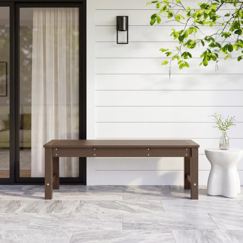 Psilvam HDPE Outdoor Bench, 2-Person Backless Garden Bench, Brown - color: Brown(hdpe), size: 1 pack