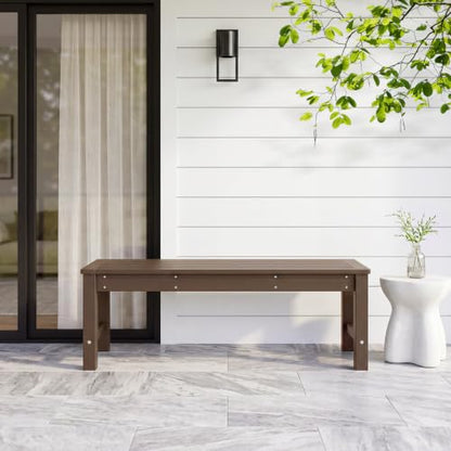 Psilvam HDPE Outdoor Bench, 2-Person Backless Garden Bench, Brown - color: Brown(hdpe), size: 1 pack