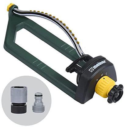 Melnor 65151AMZ Oscillating Sprinkler, Covers Up to 3,000 Sq. Ft., Small Medium Large Coverage Adjustment, 15 Precision Nozzles, Quick Connect Bundle, Green, Yellow - style: 3,000 sq. ft.