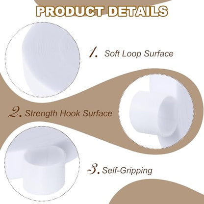 PATIKIL 0.8" x33FT Hook and Loop Tape Double-Sided Nylon Strips White - color: White, size: 0.8"x33FT