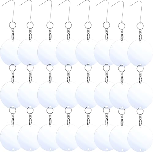 Reflective Bird Scare Discs,Anti-Birds Collision,24 Set Double-Sided Reflectors Scare Devices,Keep Pigeon and Migrant Bird Away,Suitable for Garden, Porch,Floor-to-Ceiling Windows - size: 24 count