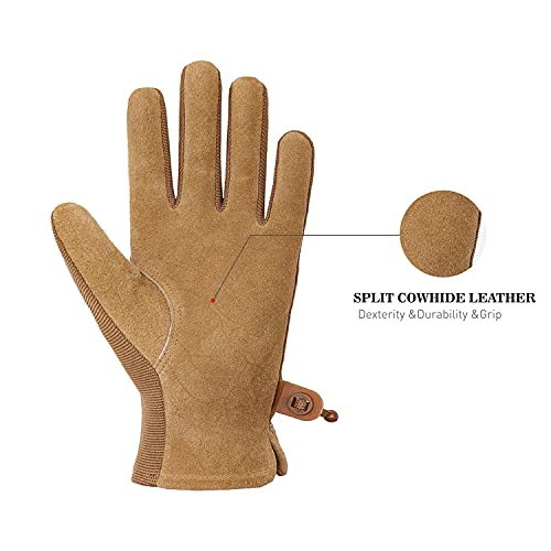 HANDLANDY Bundle - 2 Pairs: Rose Pruning Long Gardening Gloves, Ladies Heavy Duty Yard Work Gloves - Beige, Khaki, Medium