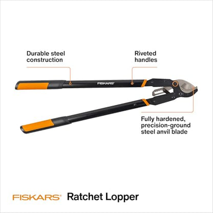 Fiskars 32" Ratchet Drive Garden Anvil Loppers, 2" Cut Capacity - style: 32" Ratchet Anvil