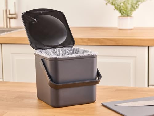 Minky Homecare Kitchen Compost Bin – Countertop Food Waste Caddy with Easy Wipe Clean Interior – Made in The UK - 3.5L (0.9 gal.) ECO Black - color: ECO Black