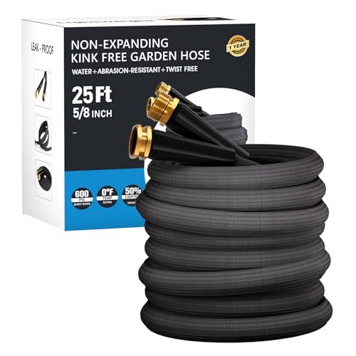 25 FT Garden Hose, Non-Expanding Water Hose, Ultra Flexible, Burst-Resistant, Kink-Free, High-Pressure Garden Hose for Easy All-Weather Use on Lawns, Gardens, and Outdoor Cleaning - size: 25ft
