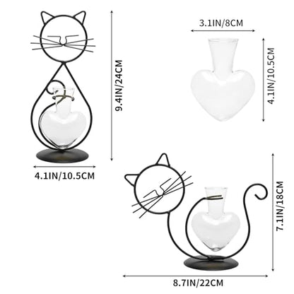 Plant Terrarium Propagation Station Gifts for Women Cat Lover - color: Transparent-09