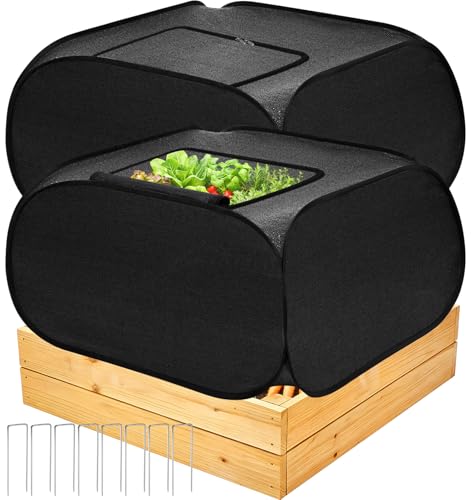 SATINIOR 2 Pack 70% Garden Plant Shade Tent UV Resistant Pop up Plant Protector Sun Shade Netting with Zipper Outdoor Insect Barrier Mesh Guard Cover from Animals Bird(Tent Style,39.4"x39.4"x19.7") - size: 39.4"x39.4"x19.7", style: Tent Style