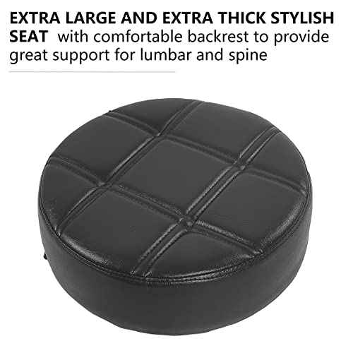Grace&Grace Height Adjustable Swivel Stool with Extra Large Extra Thick Seat for Ultimate Comfort for Salon, Studio, Shop, Kitchen - style: Royal with Back