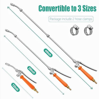 44 Inches All Metal Replacement Sprayer Wand,1/4" & 3/8" Brass Barb Sprayer Wand Replacement, Stainless Steel Sprayer Wand with Shut off Valve & 2 Hose Clamps - color: 44 Inches Sprayer Wand - Orange Handle