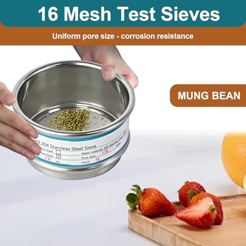 2.36" (6cm) Full 304 Stainless Steel Mini Lab Sieve, 16 Mesh(1.18mm) Sifter - size: 16 Mesh(1.18mm)/Ф2.4in(6CM)