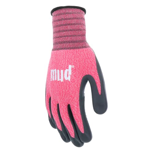 Mud Grip Women's Nylon Seamless Knit Shell Water Resistant Dotted Nitrile Palm Gardening Gloves - color: Pink, size: Medium/Large (Pack of 1)