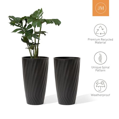 La Jolie Maison 24 Inch Tall Planters, Large Decorative Plant Pots Set of 2