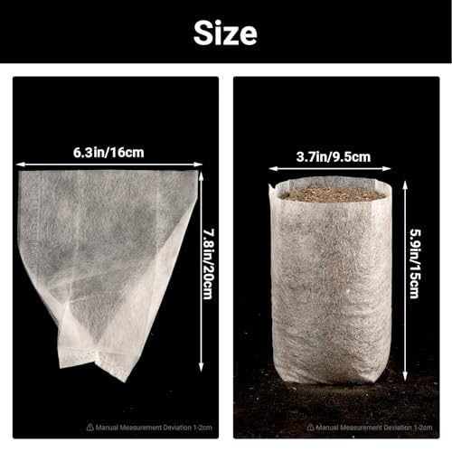 Seedling Grow Bags for Plants Bulk, 6x8 inches Sturdy Non-Woven Nursery Bags, 100PCS Solid Plant Grow Seed Starter Bag, Fabric Seedling Pots Pouches Planting Home Garden Supply - color: White, size: 6.3"x7.8"/Pack of 100