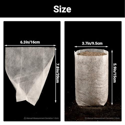 Seedling Grow Bags for Plants Bulk, 6x8 inches Sturdy Non-Woven Nursery Bags, 100PCS Solid Plant Grow Seed Starter Bag, Fabric Seedling Pots Pouches Planting Home Garden Supply - color: White, size: 6.3"x7.8"/Pack of 100