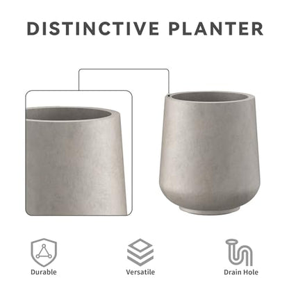 Kante Set of 3 Weathered Concrete Curved Planters 16.5" 13" 9.4" Dia - color: Weathered Concrete, size: Set of 3: 15.3" + 11.6" + 8.2" D