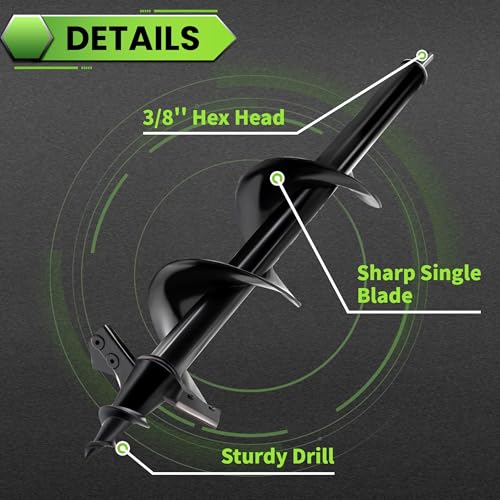 Auger Drill Bit for Planting - 4"X16" Heavy-Duty Auger Post Hole Digger for Fence - 3/8" Hex Drive Drill - size: 4"X16"(Upgraded)