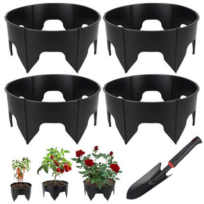 48PCS Planting Grow Rings with Shovel Black Garden Rings for Plants