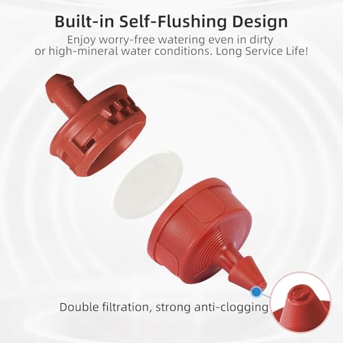 60PCS 2 GPH Pressure Compensating Drip Irrigation Spot Watering Drippers/Emitters, Self-Cleaning Constant Flow Drip Irrigation Emitters Heads Irrigation Drippers Parts for Drip Irrigation System - color: 60PCS, size: 2 GPH