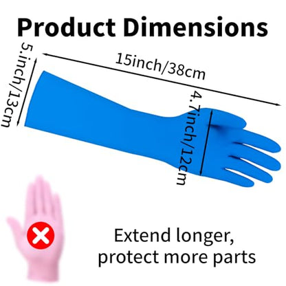 Long Sleeve 15inch Durable Nitrile Disposable Gloves Blue 30PCS - color: Blue, size: Small