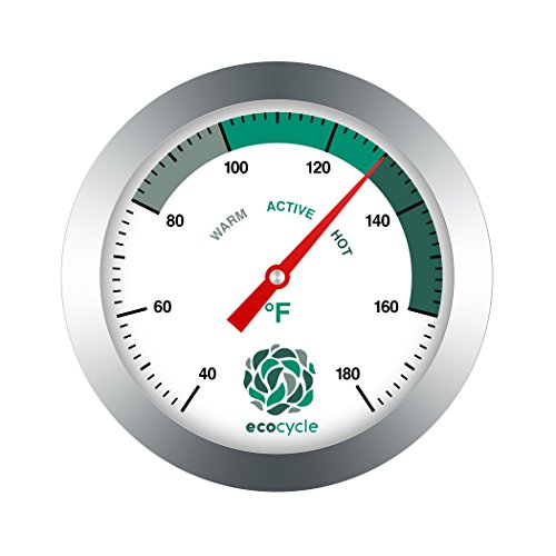 Backyard Compost Thermometer - 20" Stainless Steel Stem - Color-Coded Temperature Zones - 40-180F Range - Monitor Interior Temperatures of Your Compost Bin