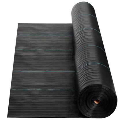 VEVOR 13x115FT 3.5oz Weed Barrier Fabric Heavy Duty, Landscape Fabric, Woven Weed Blocker Fabric, Garden Weed Fabric, Weed Control Fabric Ground Cover, Landscaping Cloth, Weed Mat, Black - size: 13FT*115FT-3.5oz
