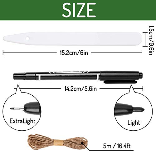 Whaline 200Pcs Thick Plastic Plant Label with Hole, White Waterproof Garden Stake Tags with 2 Marker Pen and A Roll of Twine(6 Inch) - size: 6 Inch