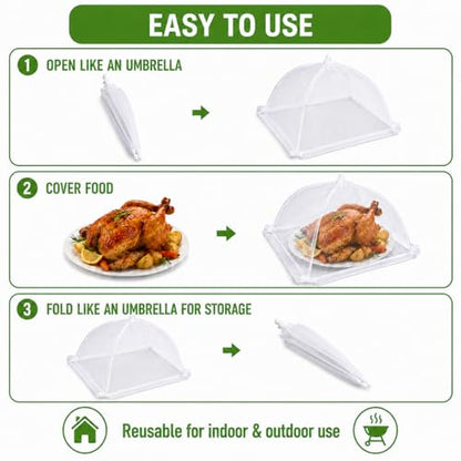 Food Cover,4 Pack Mesh Food Tent,14"x14",White Nylon Covers,Pop-Up Umbrella Screen Tents,Patio Net for Outdoor Camping, Picnics, Parties,BBQ,Collapsible and Reusable - color: 4*14inch