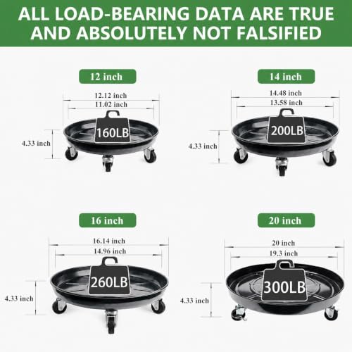 2 Pack Metal Plant Caddy With Wheels 14 Inch Black, Round Rolling Heavy Duty Plant Dolly, Heavy Plant Pot Mover Outdoors or Indoors, The Metal Wheel Can Rotate 360 Degrees or Lockable. - size: 14