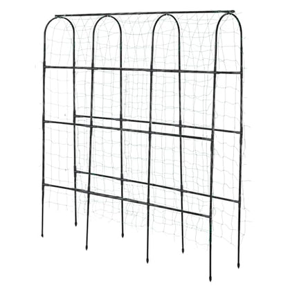 6 ft Tall, Garden Trellis for Climbing Plants Outdoor with Nylon Net for Cucumbers Vines Beans Raised Bed - Lightweight Metal, Black