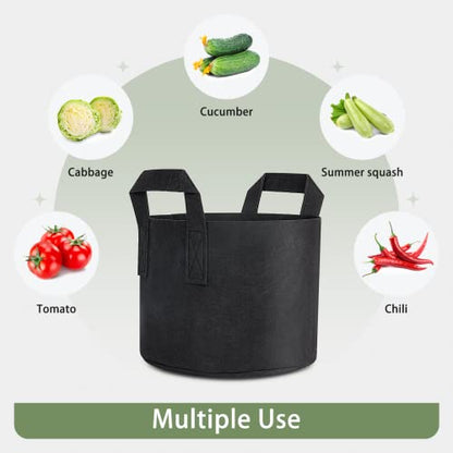 GreatBuddy Grow Bags 5 Gallon 6-Pack, Heavy Duty Fabric Grow Bags with Handles for Vegetables, Herbs, and Tomatoes, Fabric Pots & Planting Bags for Outdoor Home Gardening - size: 5 Gal