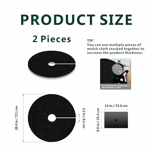 28.3 Inch 2 Pack Non-Woven Tree Mulch Ring for Weed Controlling - size: 28.35 inch