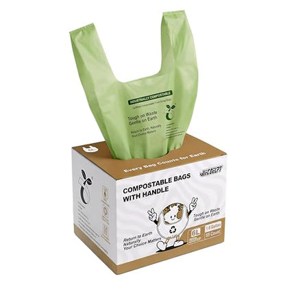 1.6 Gallon Compostable Food Scrap Bags with Handles, 55 Count - color: 1.6Gal 55Pcs