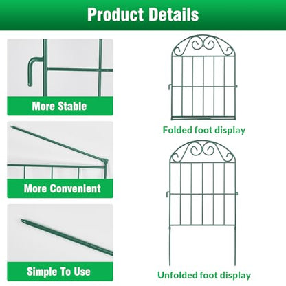 ADAVIN Collapsible Garden Fencing 24 inch high, 10 Panels Animal Barrier - color: Green, size: 24in(H)x12in(L) 10 Panels