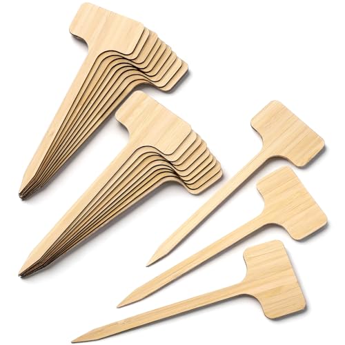 20 PCS T-Type Plant Labels for Seedlings Wood, Extra Long Wooden Garden Labels for Plants, Upgrade and Reinforcement Wooden Plant Label for Outdoor Garden Waterproof Indoor Flowers Vegetables