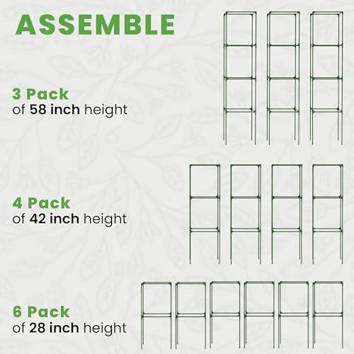 3 Pack 58" Square Tomato Cages for Garden - Large Tomato Trellis Stakes - size: 3 Pack, 58 Inches