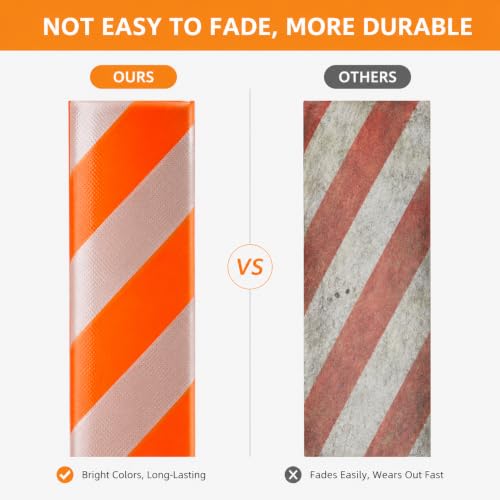 Notoke 2 Rolls Flagging Tape with Orange Silver Stripes, 1 inch x 300ft Non Adhesive PVC Marking Ribbon Surveyors Tape for Hunting Trail Boundaries Hazardous Areas Marking Halloween Party Decors