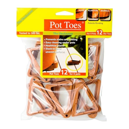 Bosmere Pot Toes, Plant Pot Risers for Indoor and Outdoor, Prevent Stains and Rotting on Wood, Cement, and Tile - Terra Cotta (Pack of 12) - size: Pack of 12