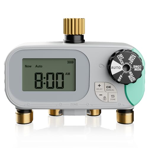QUOBAS Sprinkler Timer for Garden Hose, Programmable Brass Water Timer - size: Sprinkler Timer 4 zone