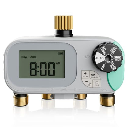 QUOBAS Sprinkler Timer for Garden Hose, Programmable Brass Water Timer - size: Sprinkler Timer 4 zone