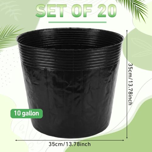 20 Pcs 10 Gallon Nursery Bag 15.8 Inch Plastic Nursery Plant Pot - size: 10 Gallon