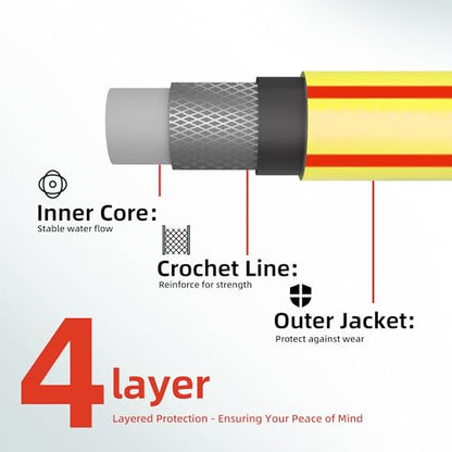 50 ft 3/4” Heavy Duty Garden Hose, Solution4Patio, Male to Female Fittings - color: Yellow/Red, size: 3/4 in. x 50 ft.