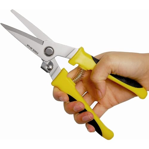 TOOLMAK 8 Inch Aviation Tin Snips, Heavy Duty Metal Cutter - size: 8 Inch Straight Blade